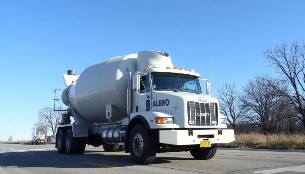 cement truck on a road in Illinois