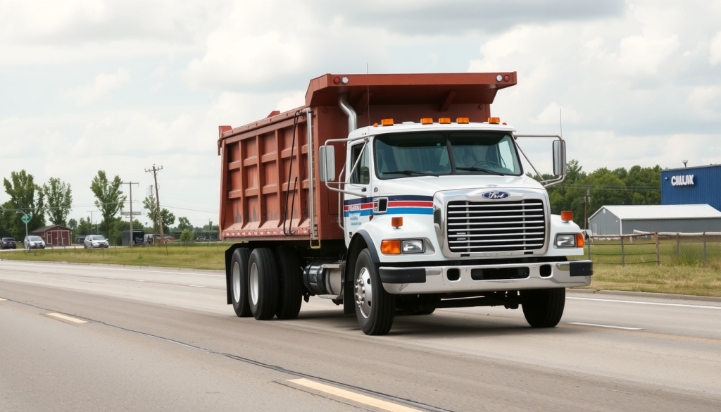 dump truck on a road in Illinois