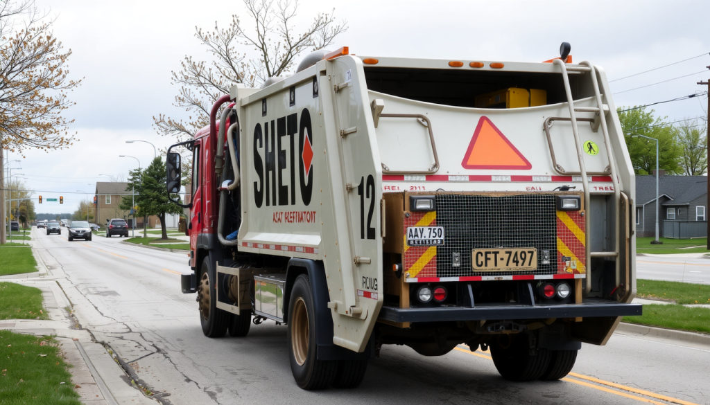 garbage truck on a road in Illinois