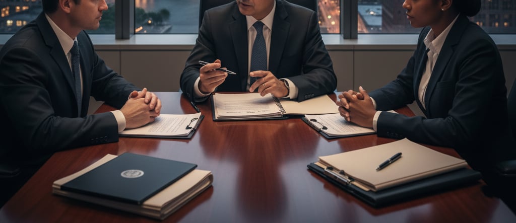 Business Law Representation – Professional attorneys discussing contract documents
