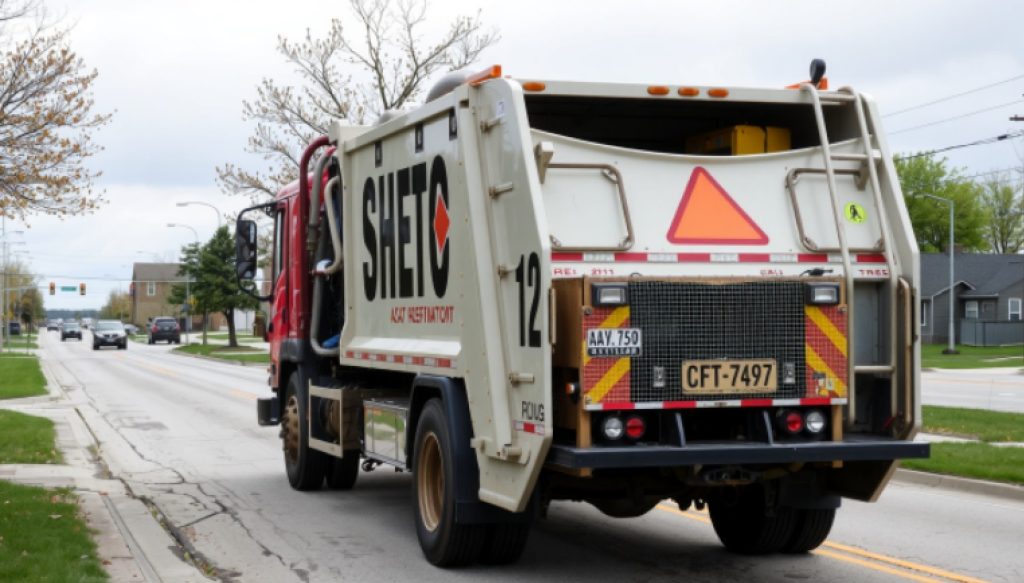 garbage truck on a road in Illinois